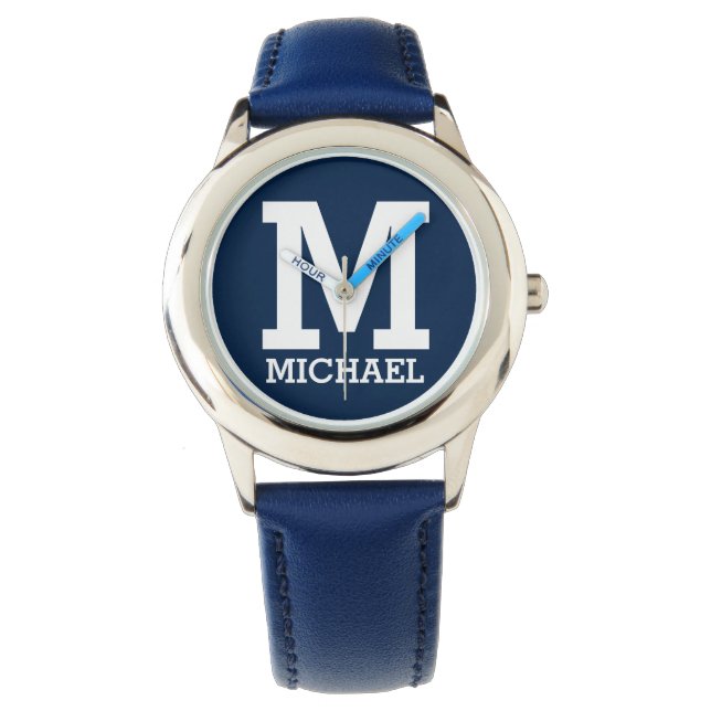 Reloj De Pulsera Nombre personalizado y tipografía negrita monogram (Anverso)