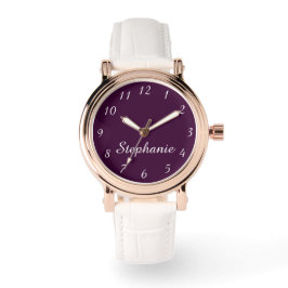 Reloj De Pulsera Nombre púrpura Glam Rosa Dorado White Band Writs