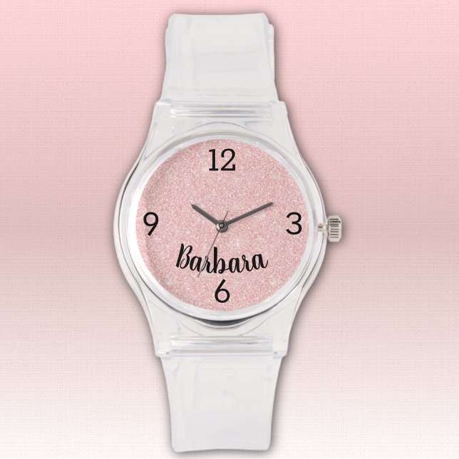 Reloj De Pulsera Nombre, Purpurina Rosa Girly Correa de la hebilla  (Subido por el creador)