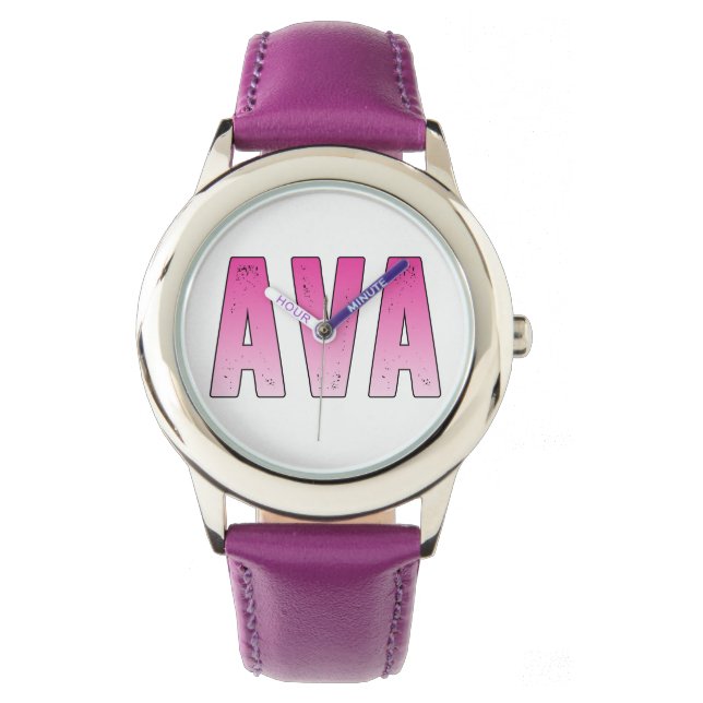 Reloj De Pulsera Nombre rosa de Ava (Anverso)