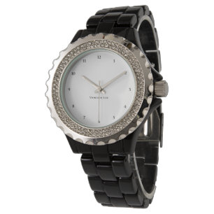 Reloj De Pulsera Nombre su negro del diamante de imitación