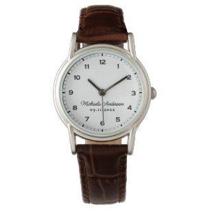 Reloj De Pulsera Nombre y fecha de guión elegante minimalista