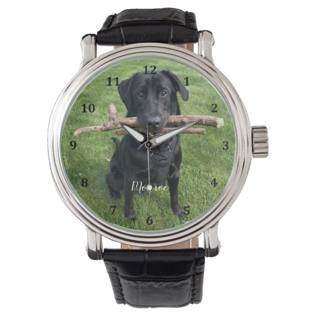 Reloj De Pulsera Nombre y foto personalizados del Mascota de perro (Anverso)