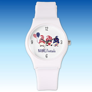 Reloj De Pulsera Nombre y gnomo, 4 de julio, deporte de silicona bl