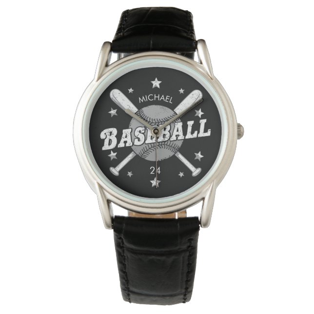 Reloj De Pulsera Nombre y número personalizados de béisbol de moda (Anverso)