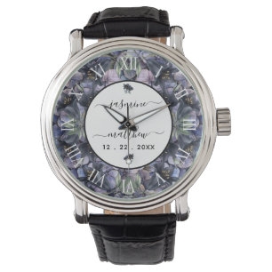 Reloj De Pulsera Nombres Clásicos de Pareja Bodas Floral Negro Malh