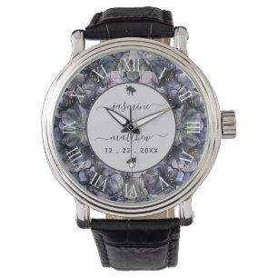 Reloj De Pulsera Nombres de Parejas Clásicas con Floral Negro Malhu