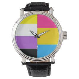Reloj De Pulsera Nonbinary Pansexual Dual Pride Flag