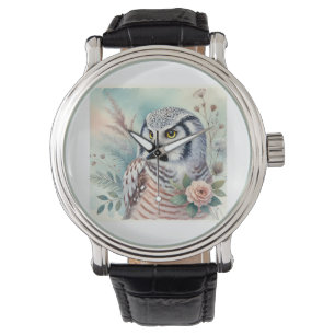 Reloj De Pulsera Northern Hawk Owl 060924AREF108 - Watercolor