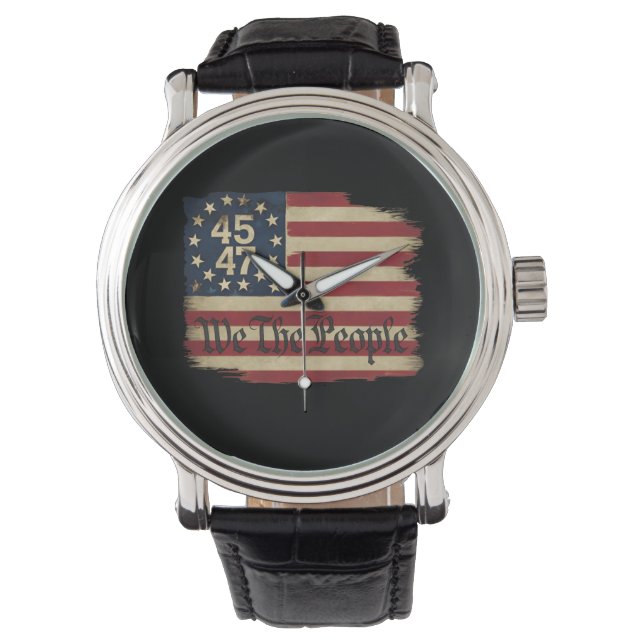 Reloj De Pulsera Nosotros, el pueblo Trump 45 47 Bandera de época c (Anverso)