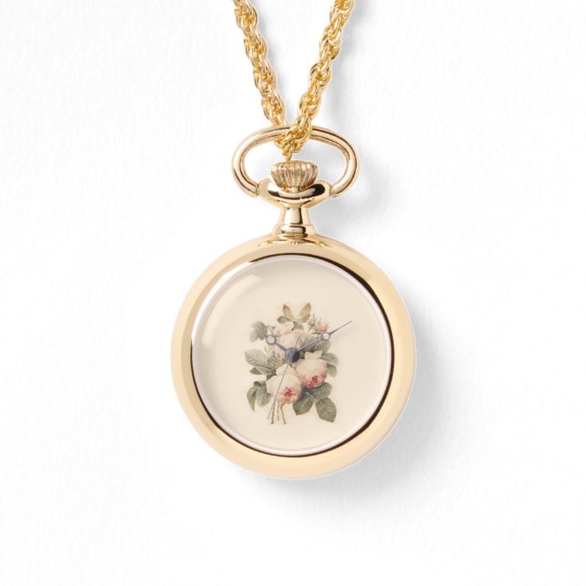 Reloj De Pulsera Nostalgic Redouté Rosa Gold Pocket Watch (Anverso)