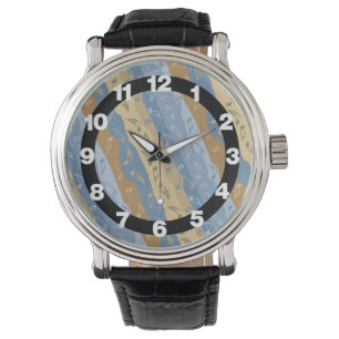 Reloj De Pulsera Nota De Música Rayas Marrón Y Azul