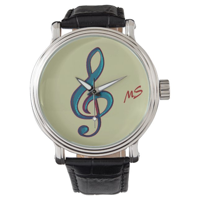 Reloj De Pulsera nota musical personalizada de iniciales (Anverso)