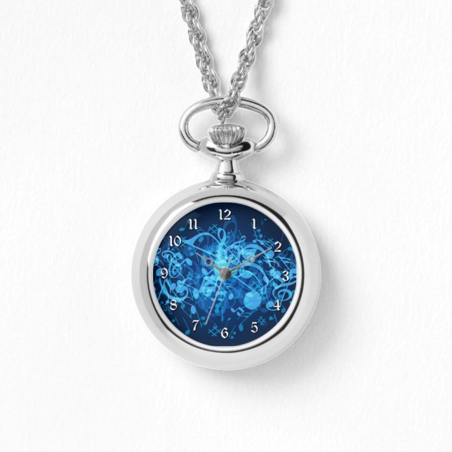 Reloj De Pulsera Notas de la música azul Glow (Anverso)