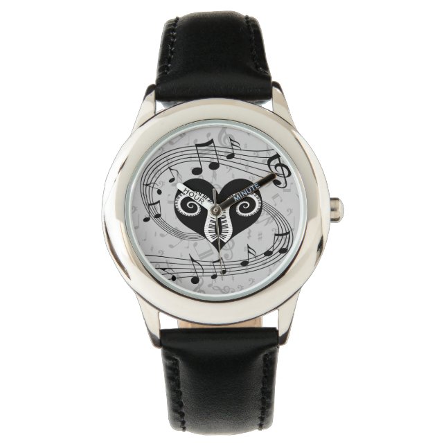 Reloj De Pulsera Notas musicales claves de corazón y piano (Anverso)