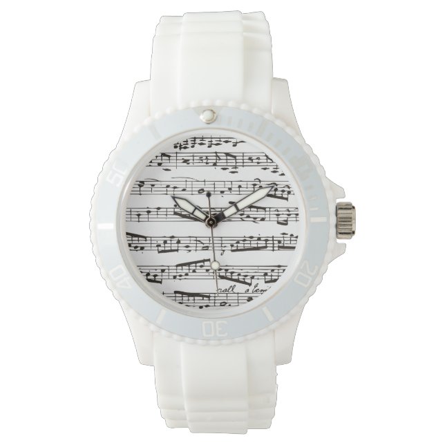 Reloj De Pulsera Notas musicales en blanco y negro (Anverso)