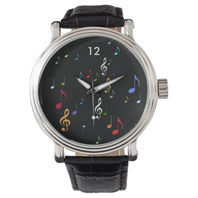 Reloj De Pulsera notas musicales en colores (Anverso)