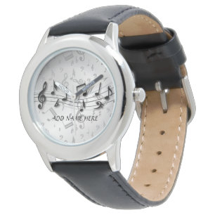 Reloj De Pulsera Notas musicales en negro y gris personalizadas