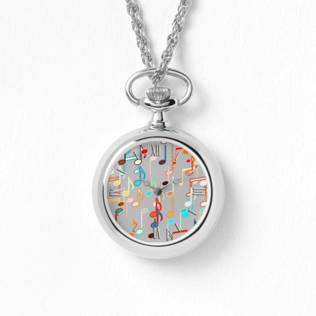 Reloj De Pulsera Notas musicales impresas - Gris medio, multi (Anverso)