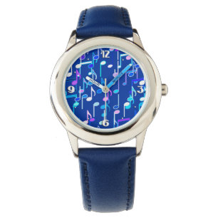 Reloj De Pulsera Notas musicales impresas - indigo blue, multi