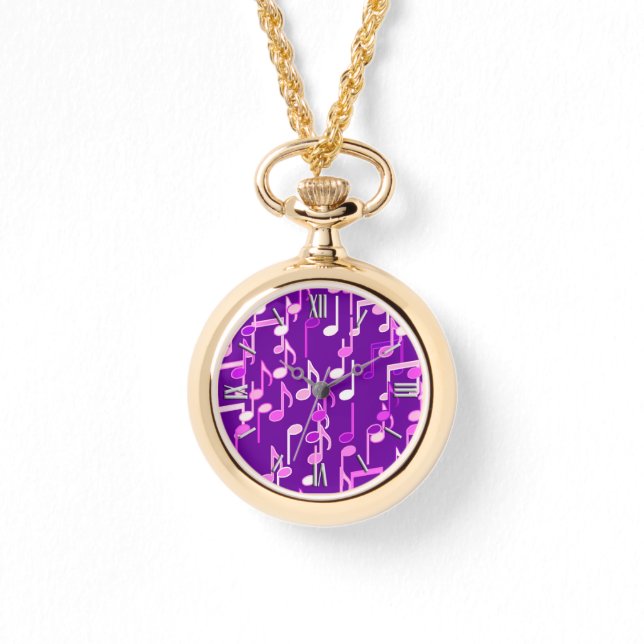 Reloj De Pulsera Notas musicales impresas - violeta púrpura, multi (Anverso)