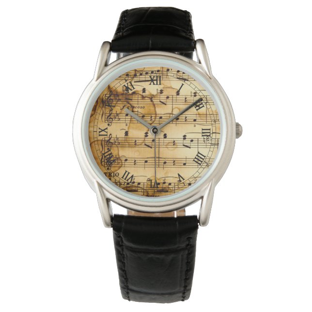 Reloj De Pulsera notas musicales vintage (Anverso)