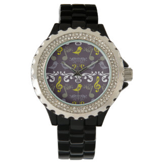 Reloj De Pulsera Notas musicales y aves