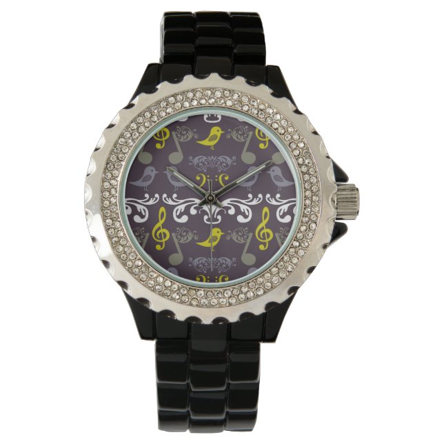 Reloj De Pulsera Notas musicales y aves (Anverso)