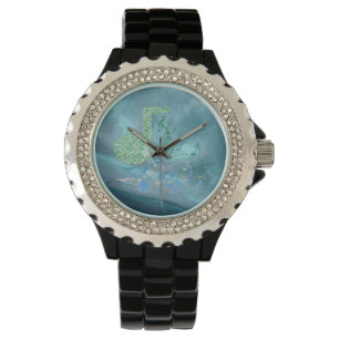 Reloj De Pulsera Notas sobre la música verde y azul Resumen 2 Watch