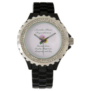 Reloj De Pulsera Noviembre Mes de Nacimiento Flor Crisantemo
