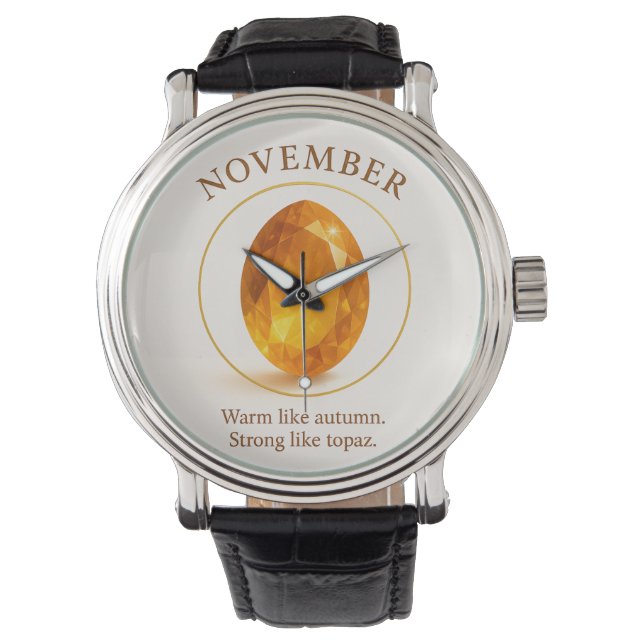 Reloj De Pulsera Noviembre Piedra de Aves - Citrina para la alegría (Anverso)