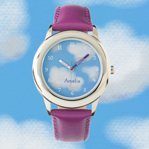 Reloj De Pulsera Nube blanca esponjosa personalizada