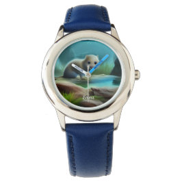 Reloj De Pulsera Nube de nutria en estanque - personalizable