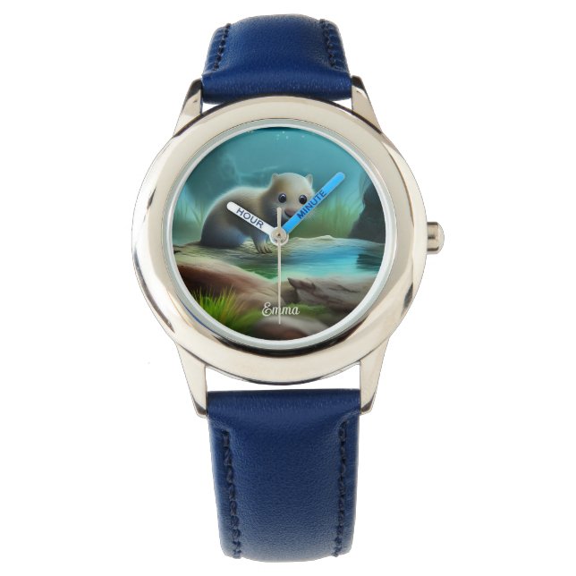 Reloj De Pulsera Nube de nutria en estanque - personalizable (Anverso)