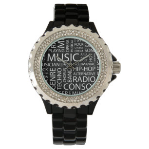Reloj De Pulsera nube de palabras de patrón MUSICAL