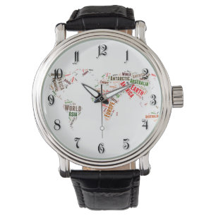 Reloj De Pulsera Nube de palabras del mapa mundial