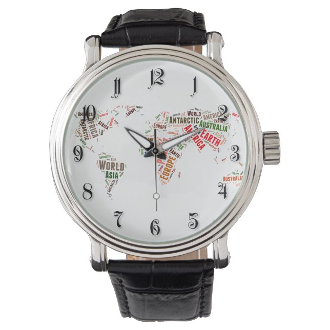 Reloj De Pulsera Nube de palabras del mapa mundial (Anverso)
