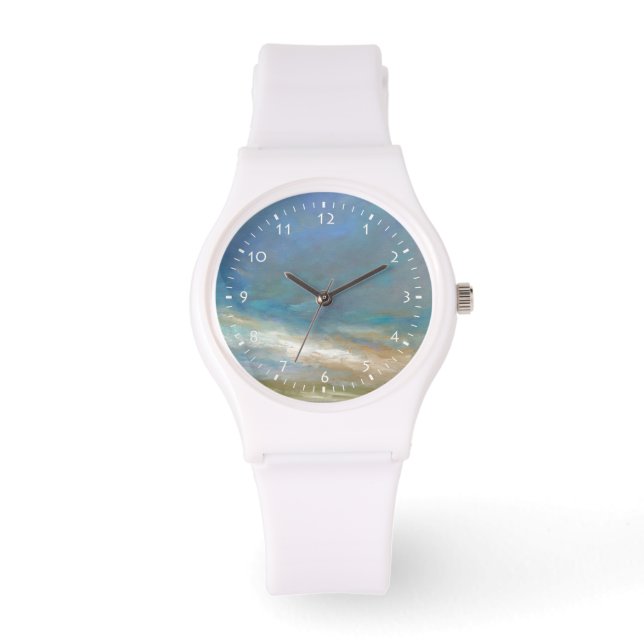Reloj De Pulsera Nubes costeras con océano (Anverso)