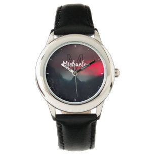 Reloj De Pulsera Nubes quemadas, niebla y montañas monograma en el