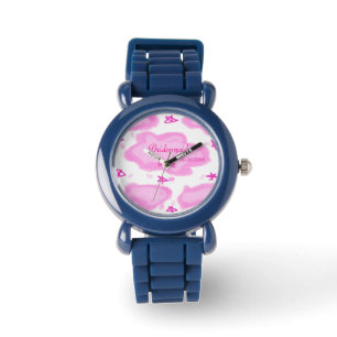 Reloj De Pulsera nubes rosas estrellas pastel bridesmaid giratorio 