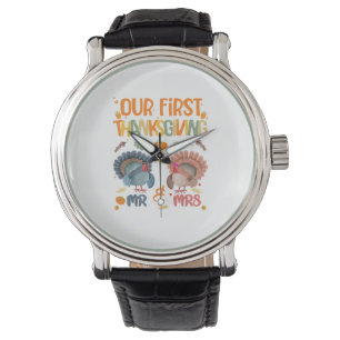 Reloj De Pulsera Nuestro Primer Día De Acción De Gracias Sr. Y Sra.