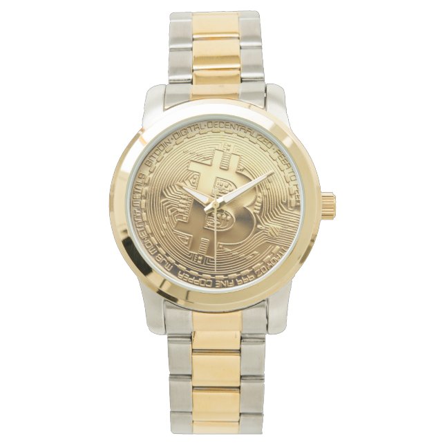 Reloj De Pulsera NUEVO Bitcoin 13.88 Inclinación Dos Tono Oro SS Wa (Anverso)