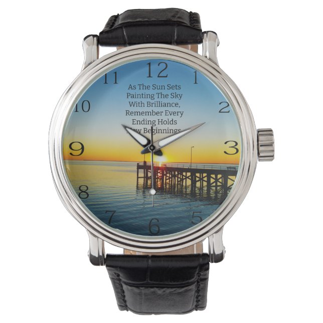 Reloj De Pulsera Nuevos Comienzos, Citas Motivacionales Sunset, (Anverso)