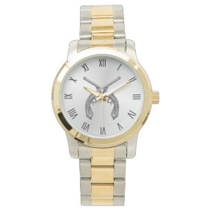 Reloj De Pulsera Numerales romanos plateados con pistolas de duelo