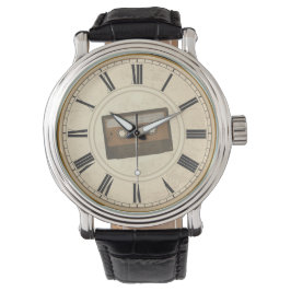 RELOJ DE PULSERA NUMERALES ROMANOS RÚSTICOS CINTA DE CASSETTE ÚNICA