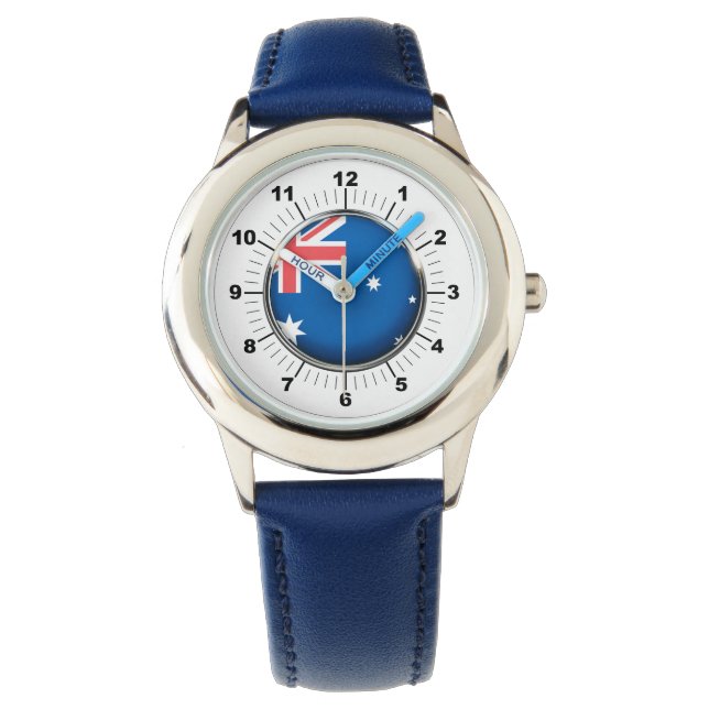 Reloj De Pulsera Número azul ajustable de la bandera australiana de (Anverso)