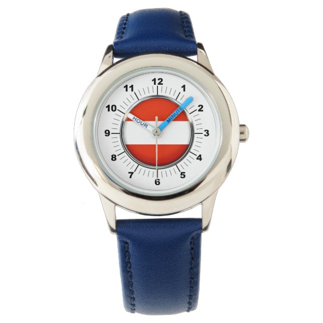 Reloj De Pulsera Número azul de la bandera austriaca ajustable del  (Anverso)