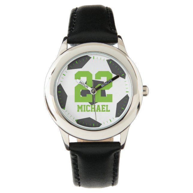 Reloj De Pulsera Número de Jersey de Green Soccer Ball (Anverso)