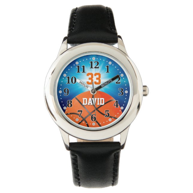 Reloj De Pulsera Número de jugador de baloncesto | Funny Personaliz (Anverso)