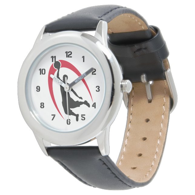 Reloj De Pulsera Número de jugador de baloncesto rojo negro (Angular)